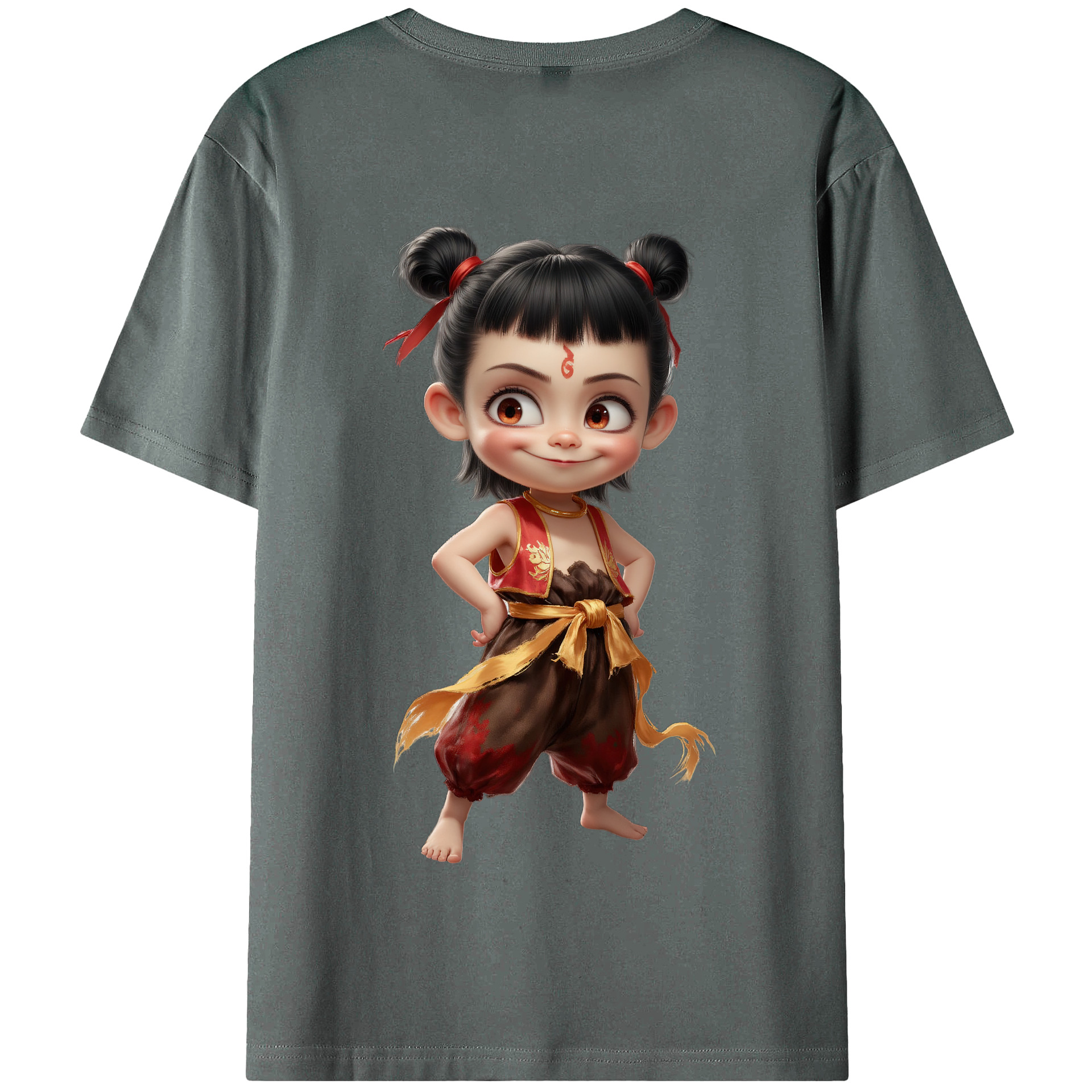 （画像用） Ne Zha 2 ナタ 魔童の大暴れ 綿100％半袖Tシャツ（背面プリント）